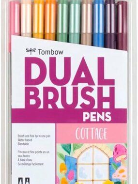 Tombow 56216 Dual Brush Pen Art Markers, Cottage, 10-Pack Brush and Fine Tip